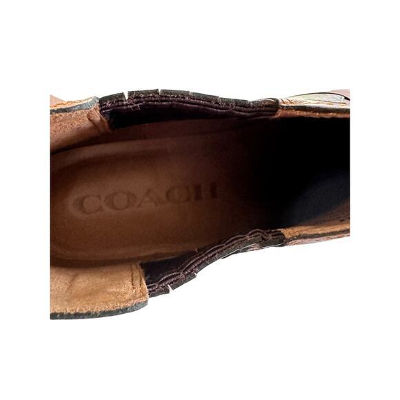 COACH Patchwork Bandit floral printed leather ankle boots booties 6.5‎ / 37 - Picture 8 of 12